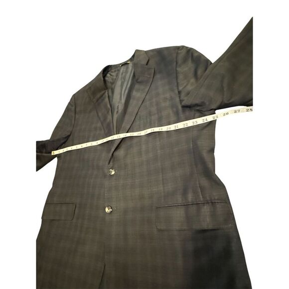 Hickey Freeman New York Traveler Wool Blend Grey Plaid Blazer Jacket Size 46R - Picture 7 of 14